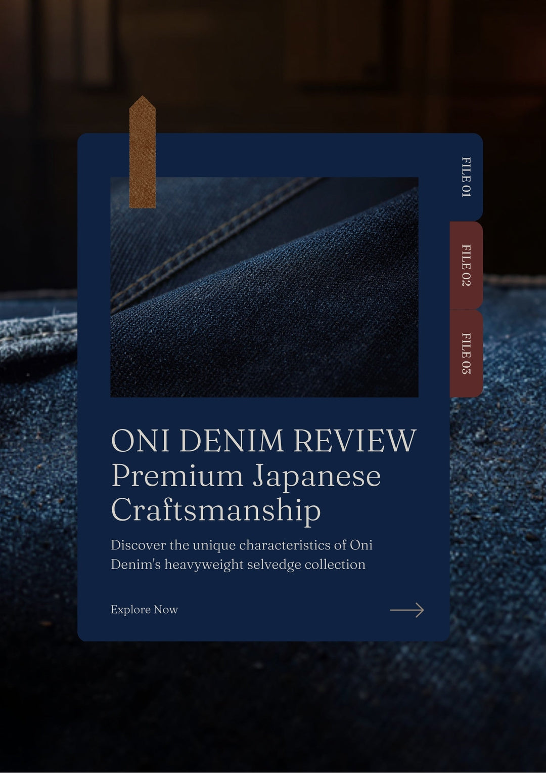 Oni Denim heavyweight 20 oz Japanese selvedge raw denim showing slubby textured indigo surface