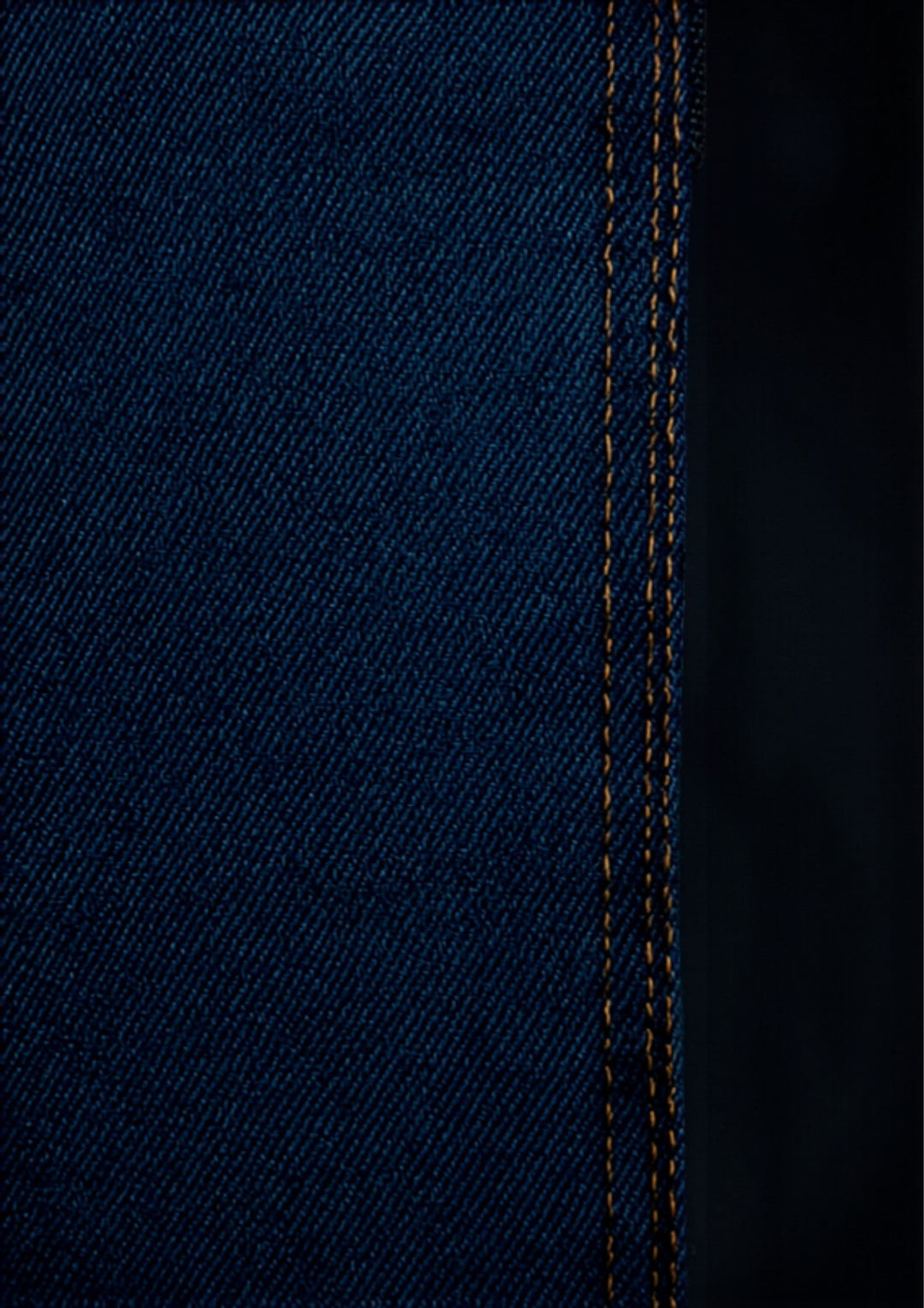 Left-hand twill Japanese selvedge denim weave direction close-up
