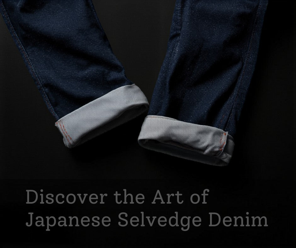 Cuffed raw selvedge denim jeans showing selvedge ID edge and indigo fades