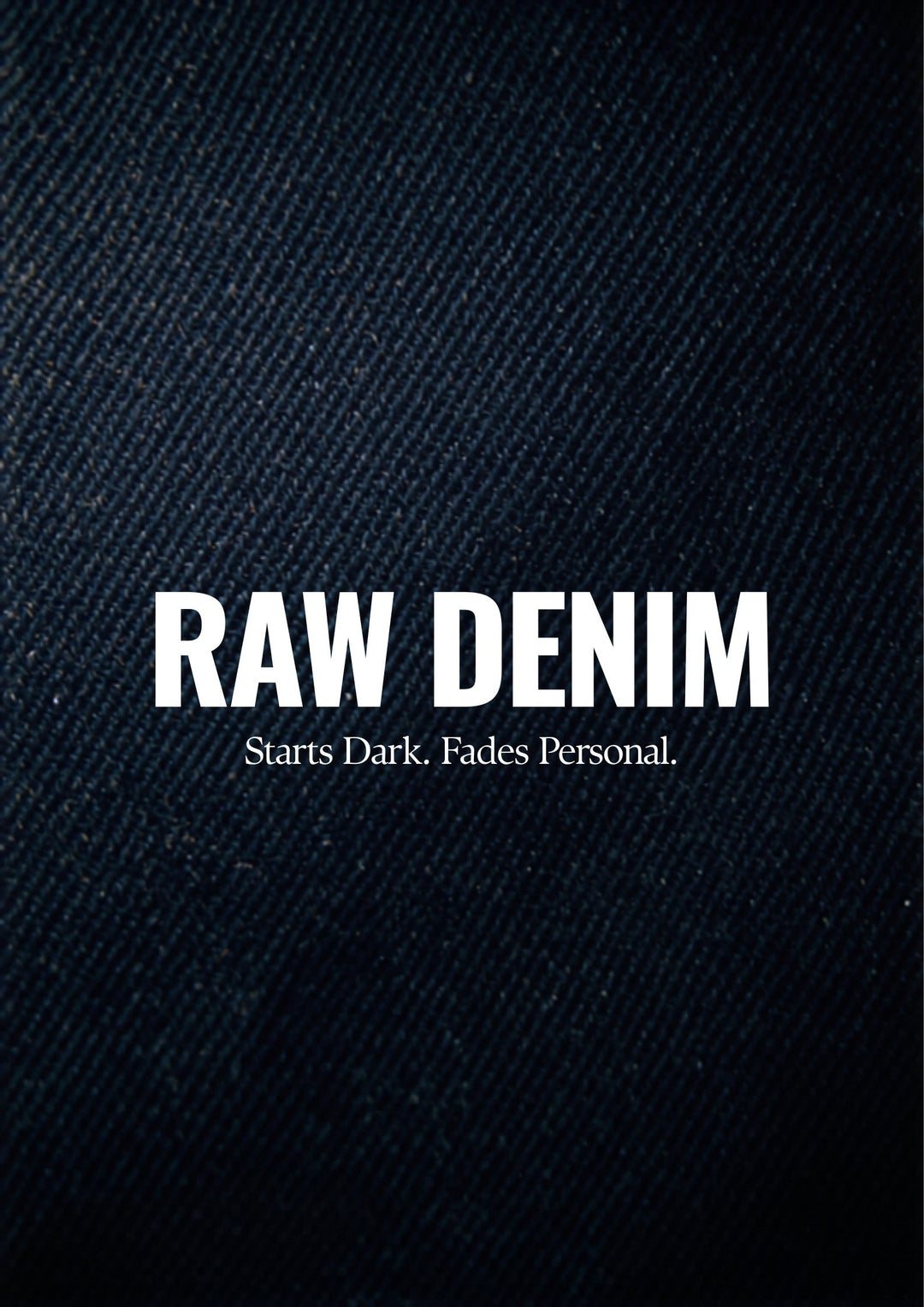 What is raw denim — dark indigo selvedge denim fabric with slub texture, Japan