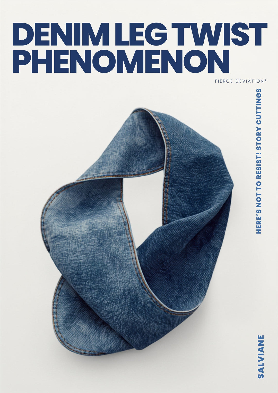 Denim leg twist spiraling seam on worn selvedge jeans cover